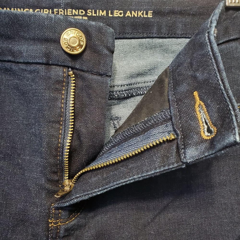 Chicos So Slimming Girlfriend Slim Leg Ankle Jeans Dark Wash Stretch Womens 4/SM - Picture 5 of 15